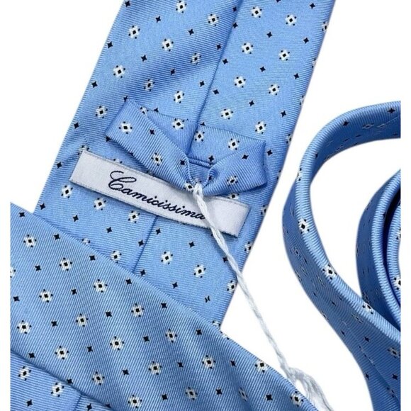 NEW CAMICISSIMA Men's 100% Silk Necktie LUXURY Tie XL Blue Geometric W:3" - Picture 2 of 7